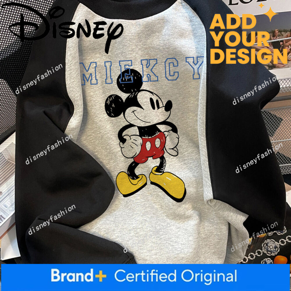 Korean Style Loose Super Cute Mickey Sweatshirt for Women, Spring and Autumn, Lazy Style, Niche Design, Raglan Long-Sleeve Top c8