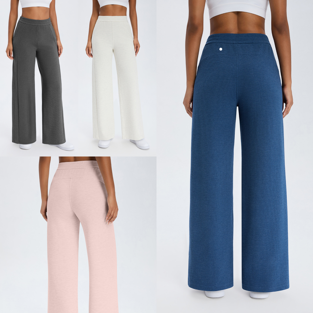 L6614 pantalon de Yoga à motif gaufré pour femme taille haute coupe ample minceur décontracté athlétique course Fitness pantalon droit