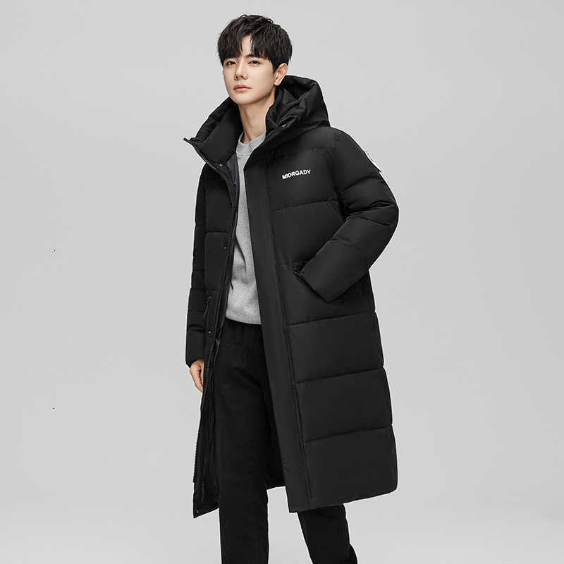Slim Parkas Men's Fit Down Parkas Winter Lightweight Duck Jacket Men's New Hooded Long Down Parkas Outdoor Men's Ski Windproof Warm W