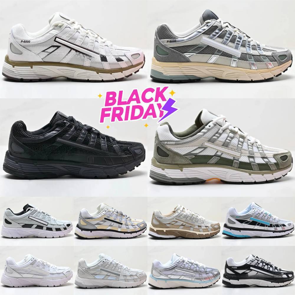 Designer P 6000 Vintage Sneakers Men Women P6000S Running Shoes Triple Black White Khaki Grey Pink Metallics Blue Silver Green Outdoor Sport Women O