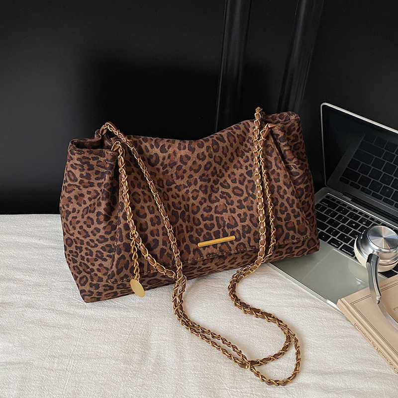 Body Women's Leopard Print Cross Chain Shoulder Bag Vintage fashion Casual Commuter Chain Crossbody Bag Party Evening Handbag 2025 D260923
