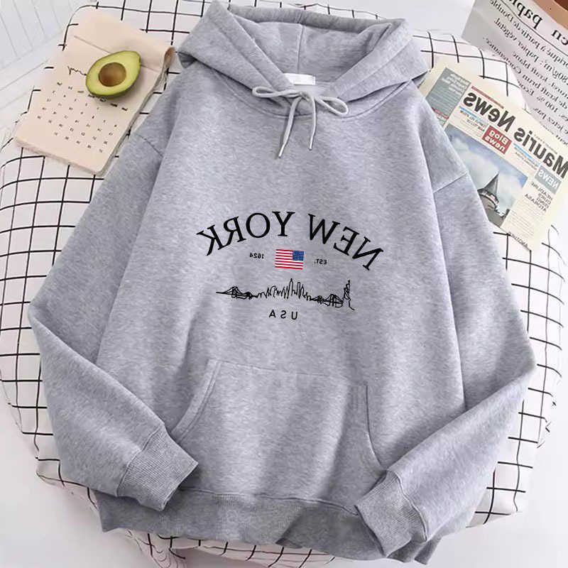YORK Women's Hoodies Sweatshirts NEW Letter Print Hoodies Spring Autumn Winter Casual Hoodies Sweatshirts Men Women Trendy Aesthetic Top D26092