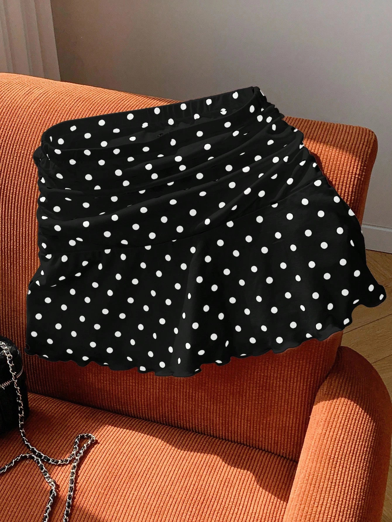Womens Sexy Polka Dots Slim Fit Pleating Waist Mini Skirts Daily Ruched Hem Builtin Modesty Shorts ALine Short 2026 260923