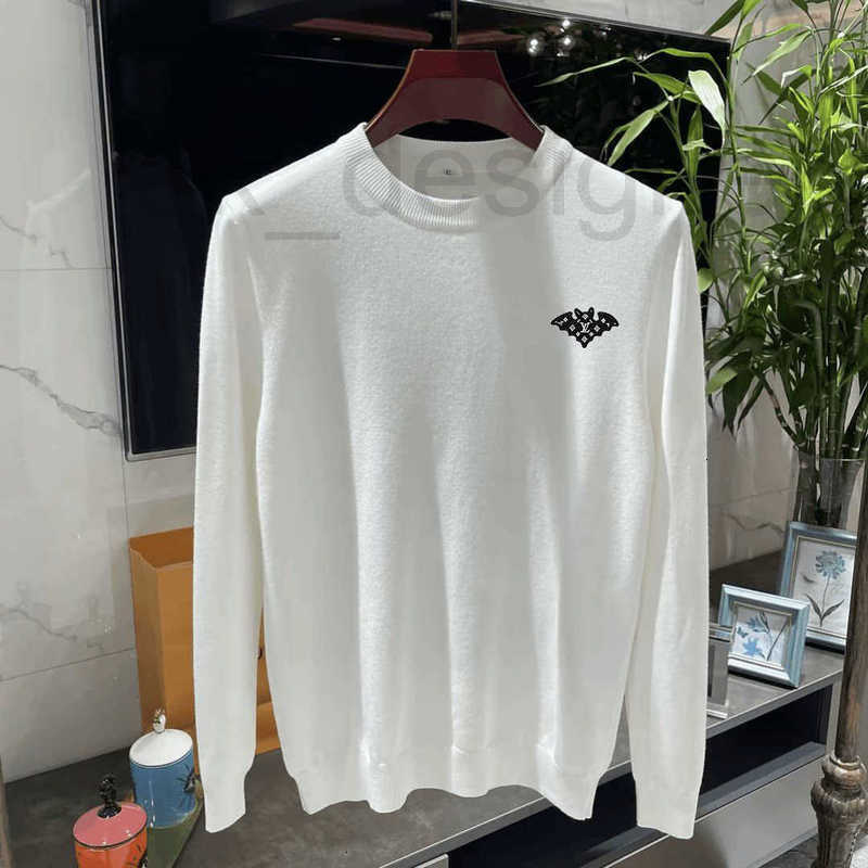 Men's Sweaters Designer High-quality, plain white, round-neck knitted sweater for men, suitable for autumn and winter, a warm inner layer, casu