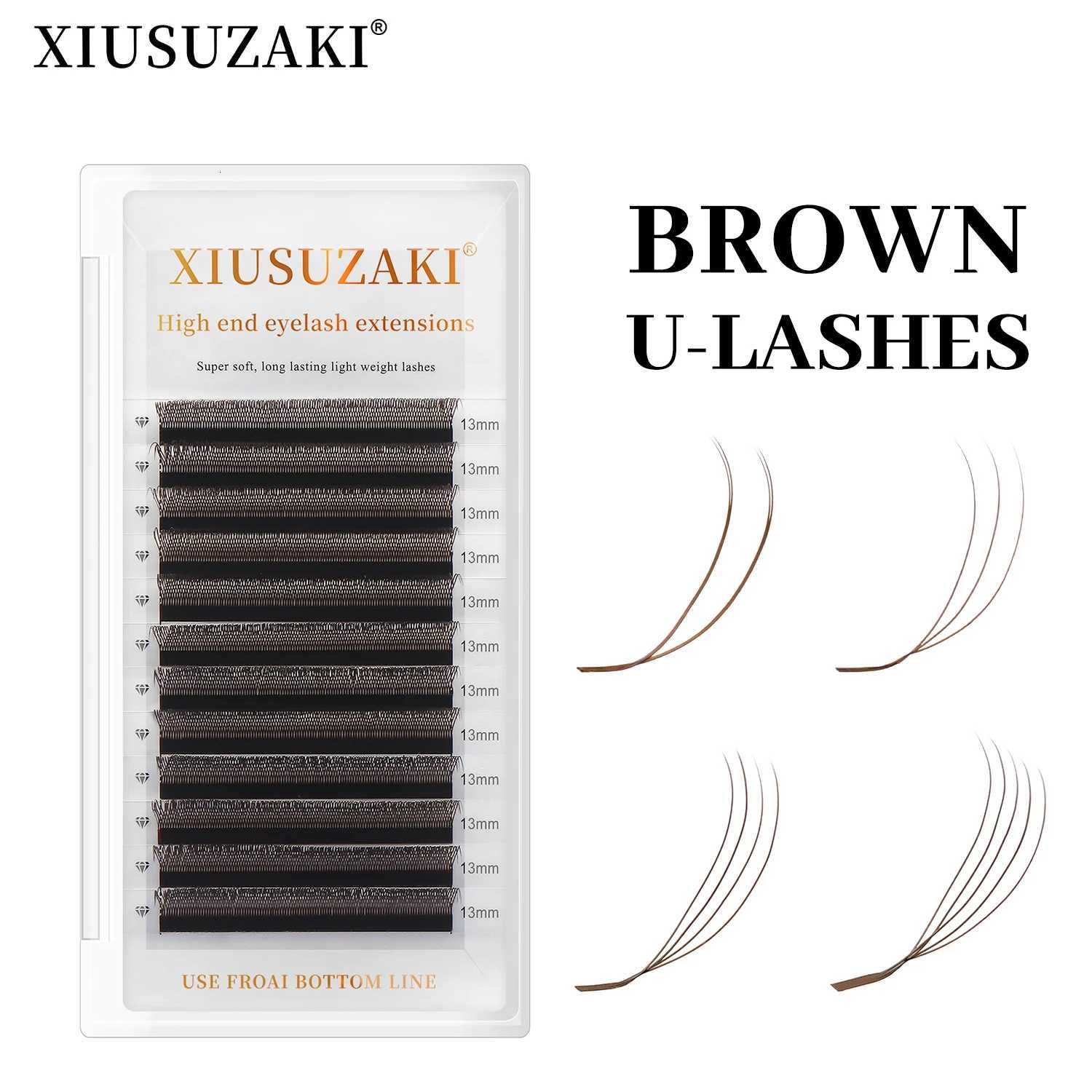 False Eyelashes XIUSUZAKI Brown U-Shaped YY 3D 4D 5D Eyelash Extensions U Lashes Extension Mink Premade Volume Fans Individual False Lashes X260922
