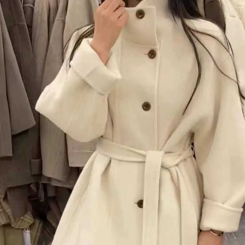 2026 New Korean Version Wool Coat Stand-up Collar Double-sided Cashmere Coat Women's Medium and Long Woolen Jacket S260923RPVI