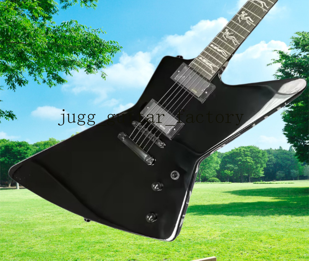 hot Black Brand-New 6-String Electric Guitar, Adjustable Bridge Guitars, Rosewood Fingerboard Electric Guitarra with Werewolf Pattern