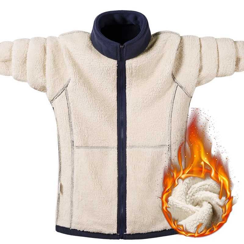 Hiking Men's Down Parkas Outdoor 8Xl Men Lamb's Wool Jacket Fishing Hunting Sports Thick Warm Fleece Parka Outerwear Running Coat Casual B