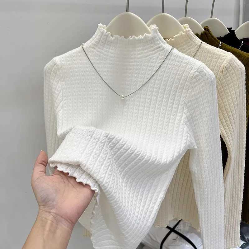 Women's Sweaters Knitted Sweater Women Pullovers New Long Sleeve Mock Neck White Knit Sweater Pullover Women Tops Sweaters Sueters De Mujer Q98