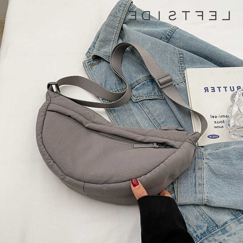 Cross Body LEFTSIDE Trendy Women's Soft Cloth Shoulder Bag Solid Color Student Hobo Bag 2025 Spring Y2k Casual Handbags Crossbody Bags D260923