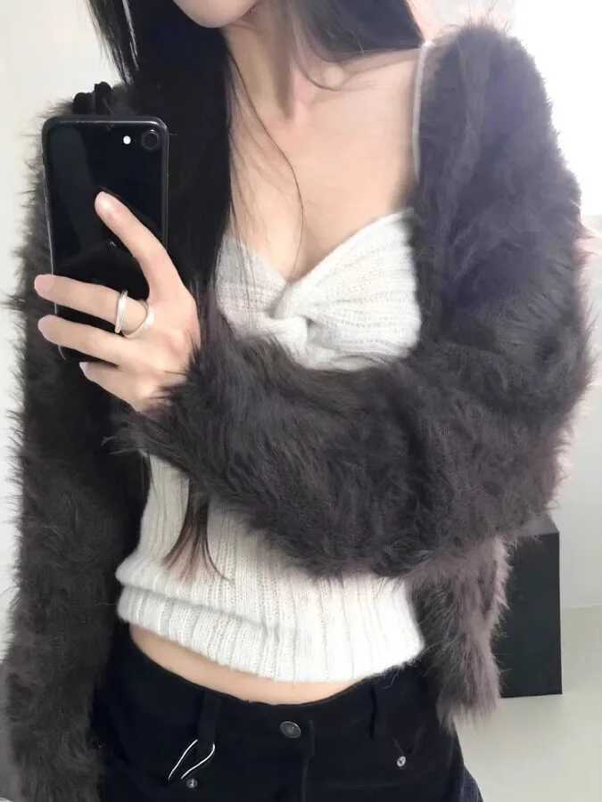 Women's Sweaters Fuzzy Women's Open Cardigan Korean Style Spring Autumn Winter New Arrival Casual Fashion Outerwear Soft Medium Thickness