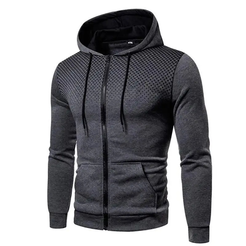 Autumn Mens Zip Print Hoodie Casual Solid Hooded Sweatshirt with Long Sleeves Streetwear Hooody Coat for Male 260922