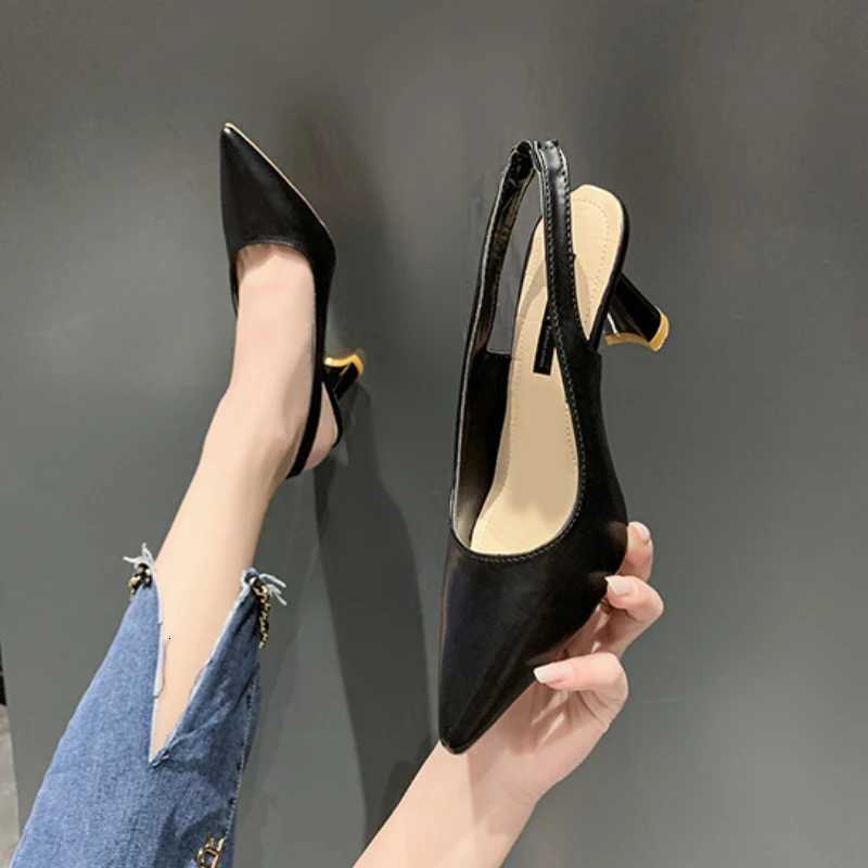 New Dress Fi Shoes Summer Breathable Pointed Toe Stiletto Heel PU Cfortable and Elegant Wen's Shoes Shallow Mouth Sexy Sandals J260922