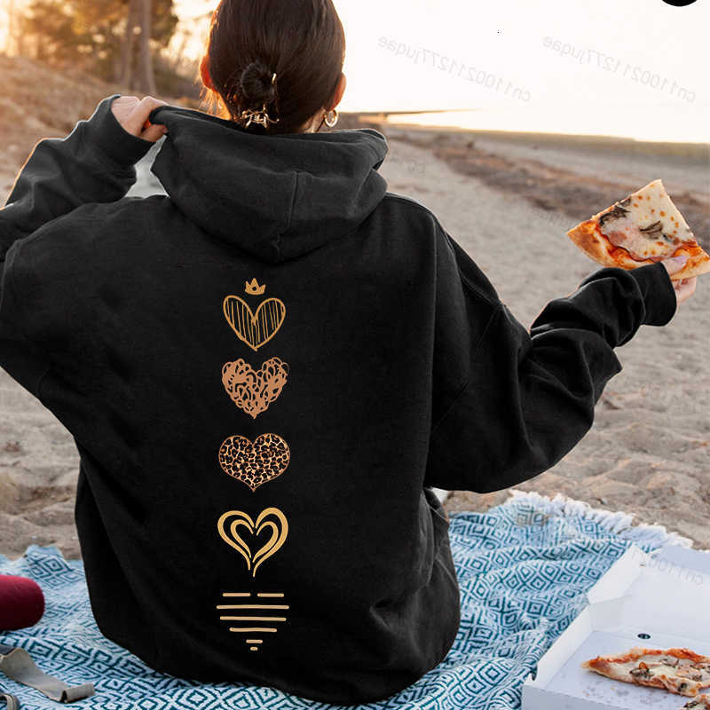 Hop Women's Hoodies Sweatshirts Hip Street Casual Leopard Heart Printed Hoodies Fashion Hoodie Sweatshirts Autumn Warm Casual Female Harajuku H