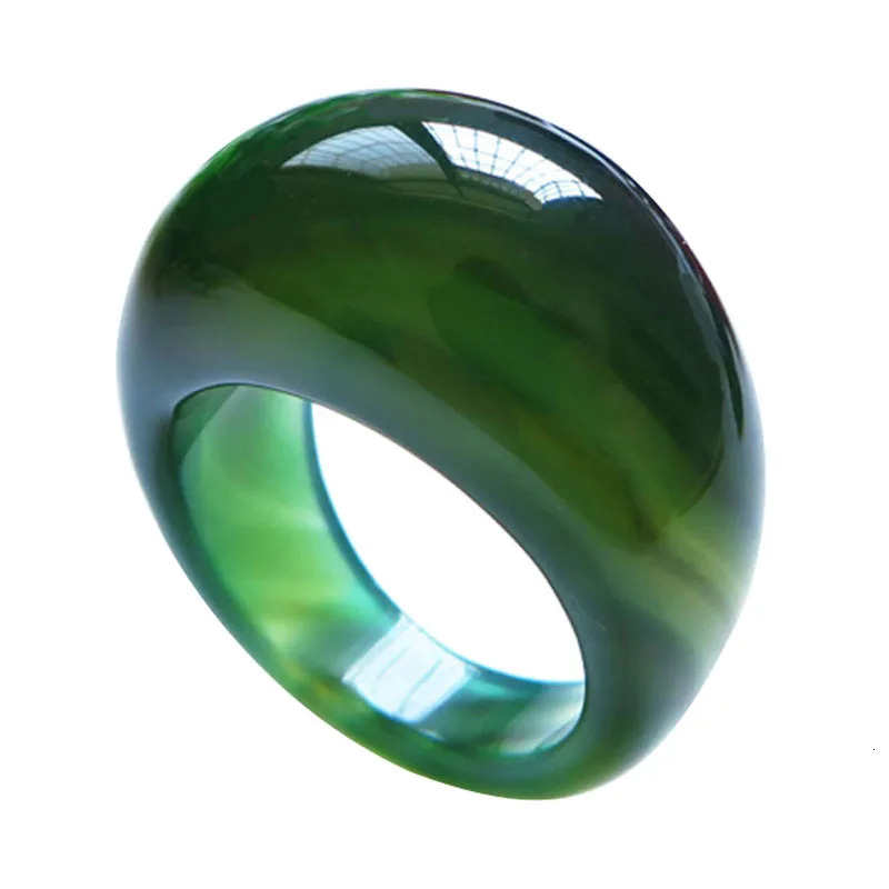 Handmade Natural Green Agate Ring for Men And Women Texture Jadeite Jade Jewelry Stone 260921