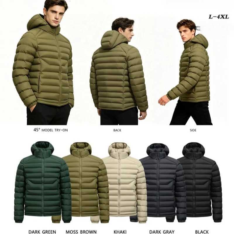 Men's Down Parkas High-End Cold-resistant Puffer Jacket Men Autumn Winter Outdoor Seamless Heat-sealed Hooded Parkas Man Fashion Urban Down Coa