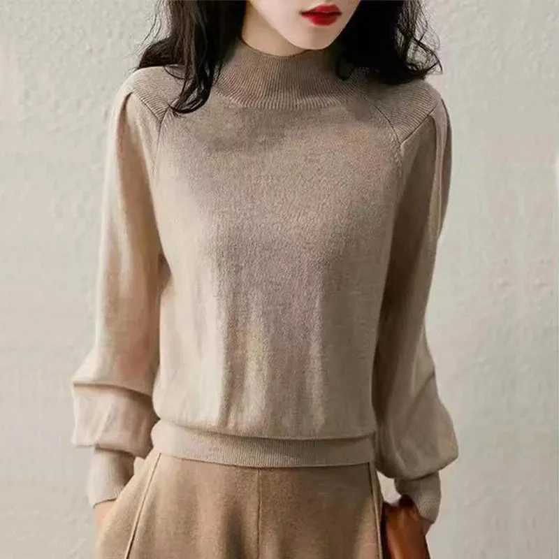 Women's Sweaters Sweaters Long Sleeve Knitted Sweater Women Pullovers New Black Mock Neck Knit Sweater Pullover Women Tops Sueters De Mujer Q21