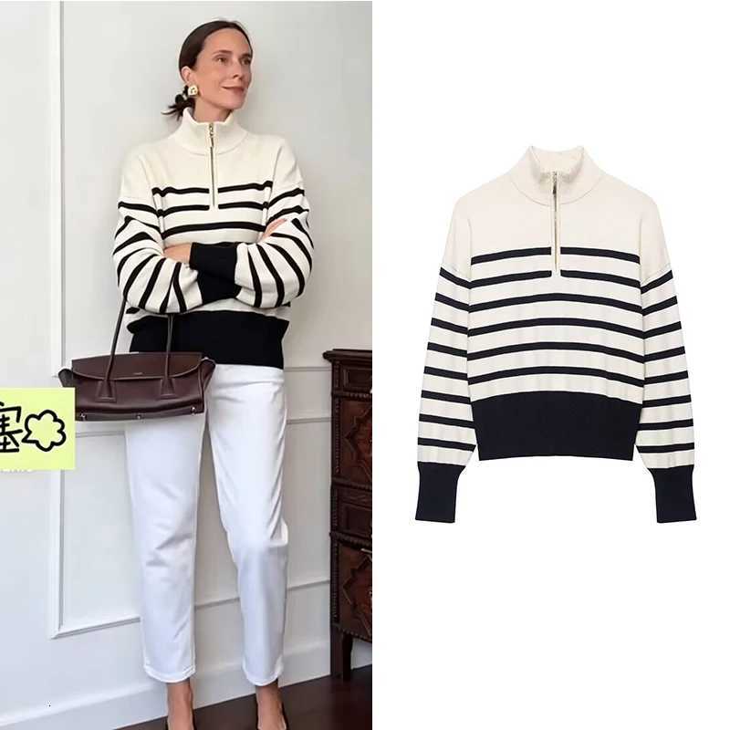Women's Sweaters Women's New Autumn Sweater 2026 Fashion Retro Striped Slim Turtleneck Warm Pullover Sweater Winter Street Chic Women'