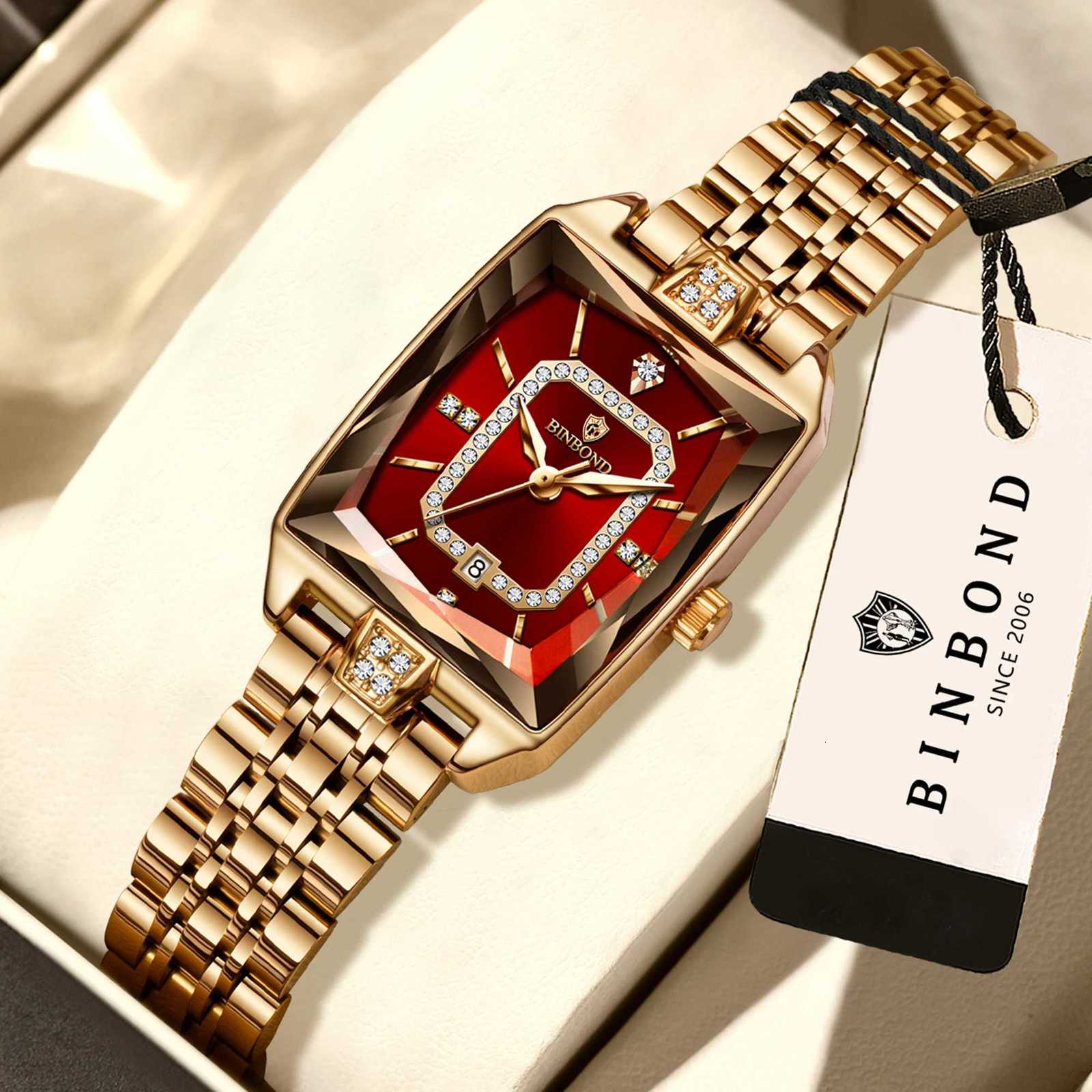 Women's Watches BINBOND Waterproof Women's Watches Ladies Wristwatch Quartz Watch For Women Zircon Luxury Reloj Mujer Resistente Al Agua +