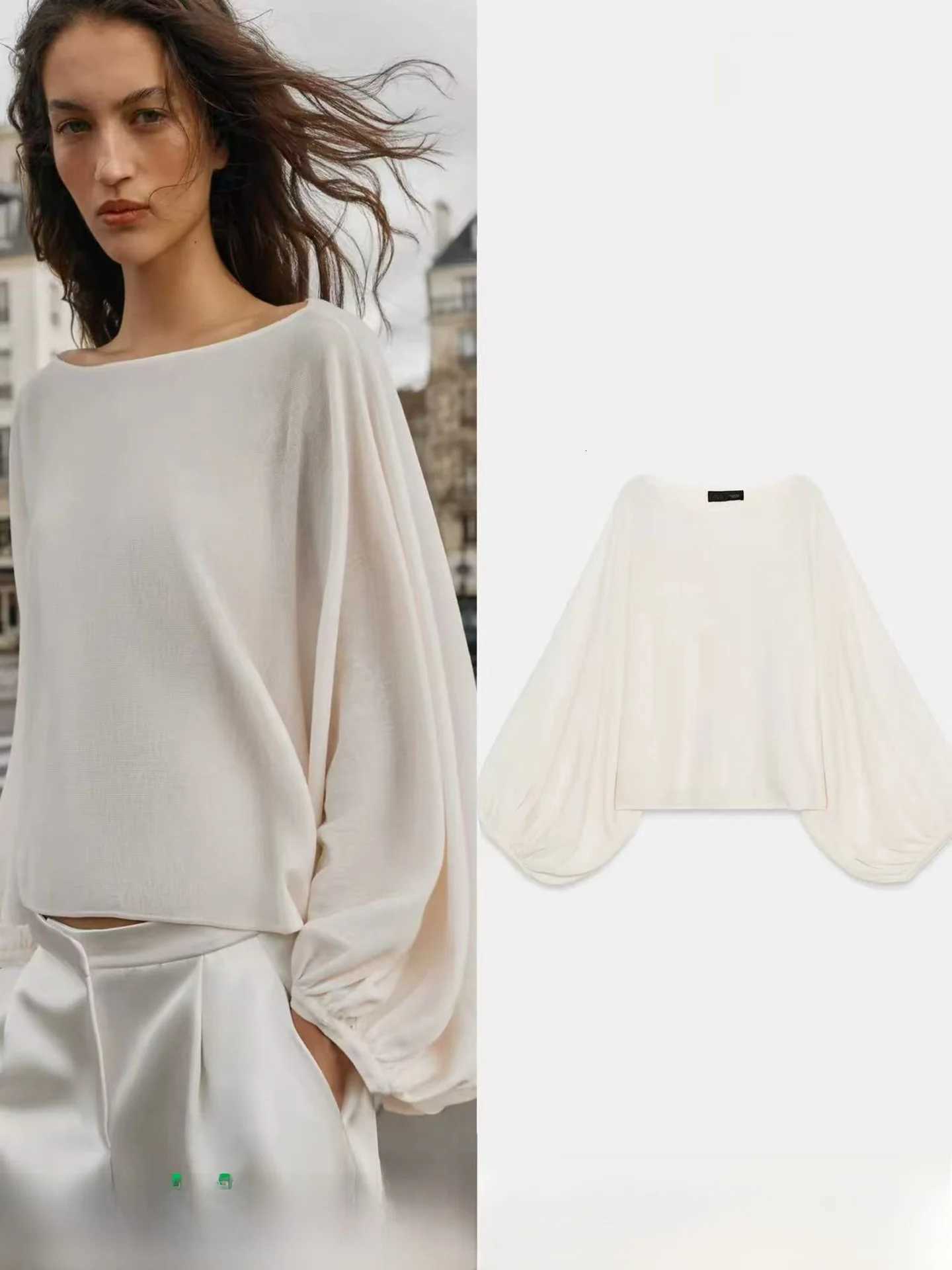 Women's Sweaters Summer New Loose Sleeveless Boat Neck Lazy Versatile Slimming Top Women's Casual Knitted Long Sleeve Regular Fit T-Shirt