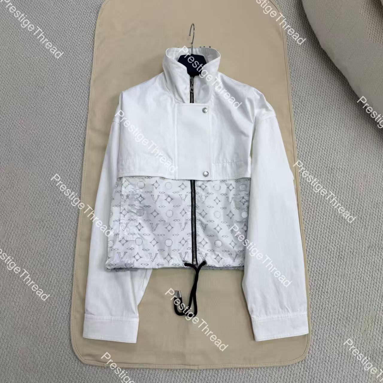 26 Early Autumn New Patchwork Monogram Jacket with 3D Tailoring Designer Women's Jackets Stand Collar Coat