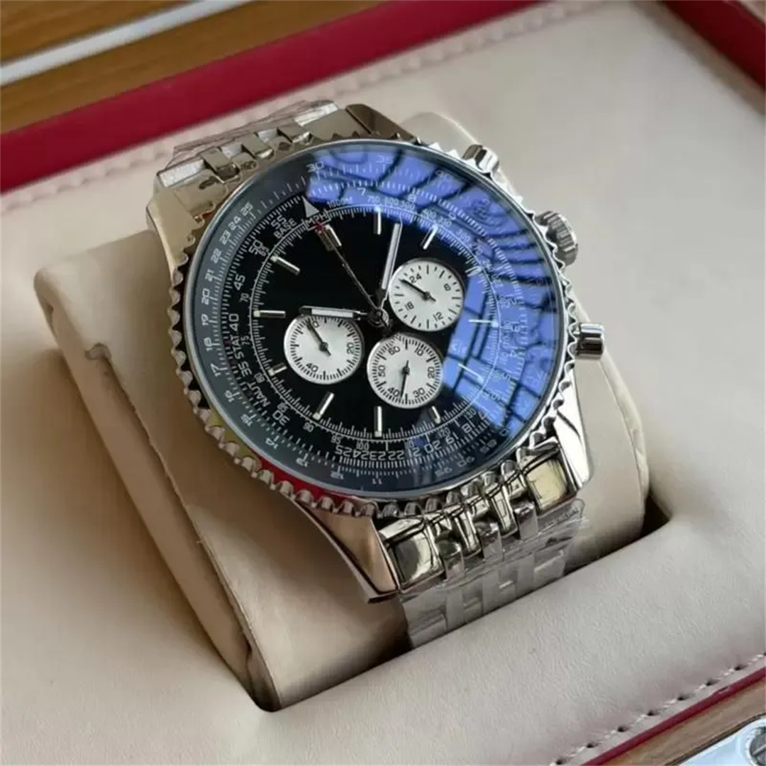 U1 Top AAA New Mens Watch Transocean Navi timer Chronograph Battery Movement Quartz Blue Dial 50TH ANNIVERSARY Stainsteel Steel Wristwatches Montre