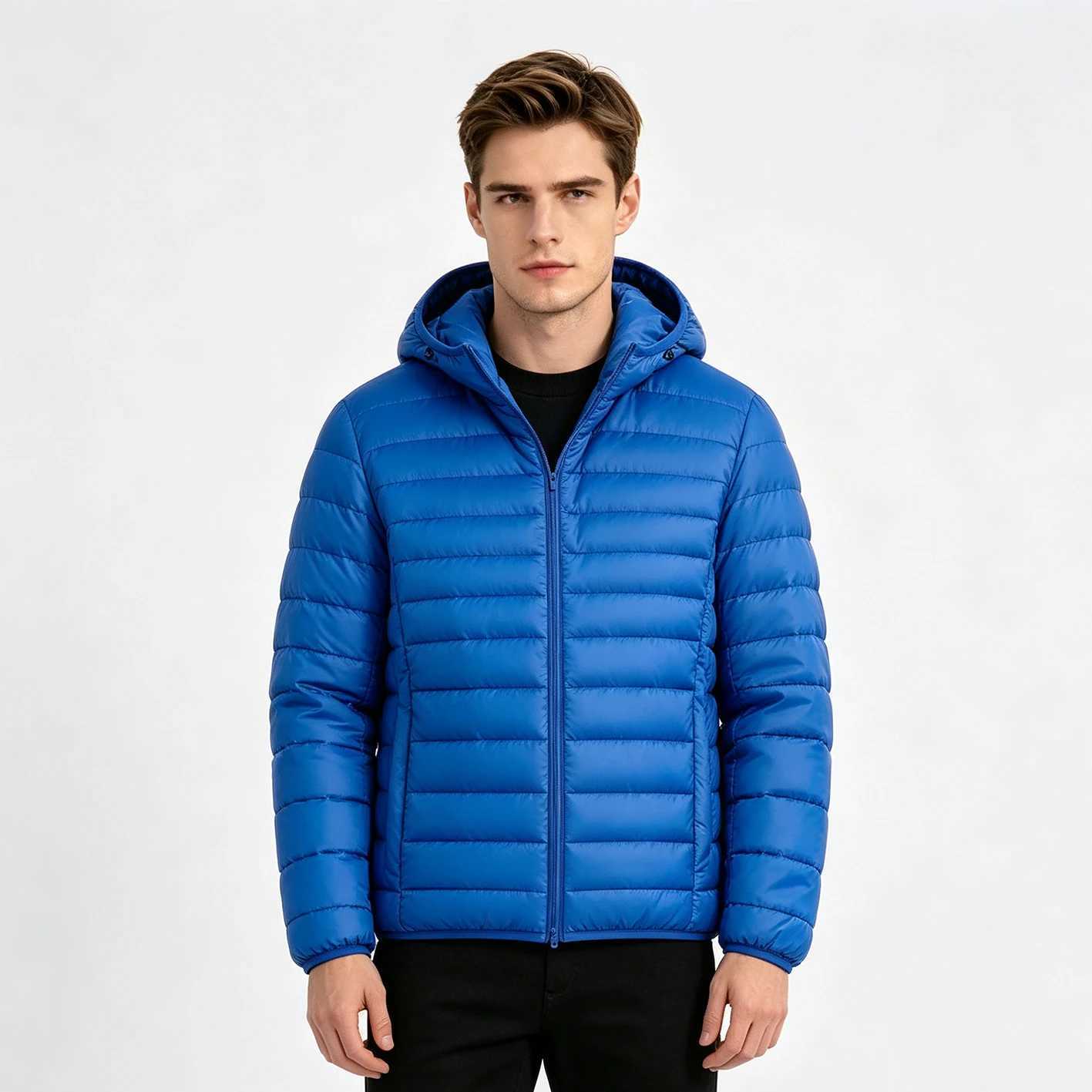 Down Parkas Men's Hooded Men's Padded Jacket Winter Warm Lightweight Quilted Coat Cold Resistant Casual Outerwear C260922