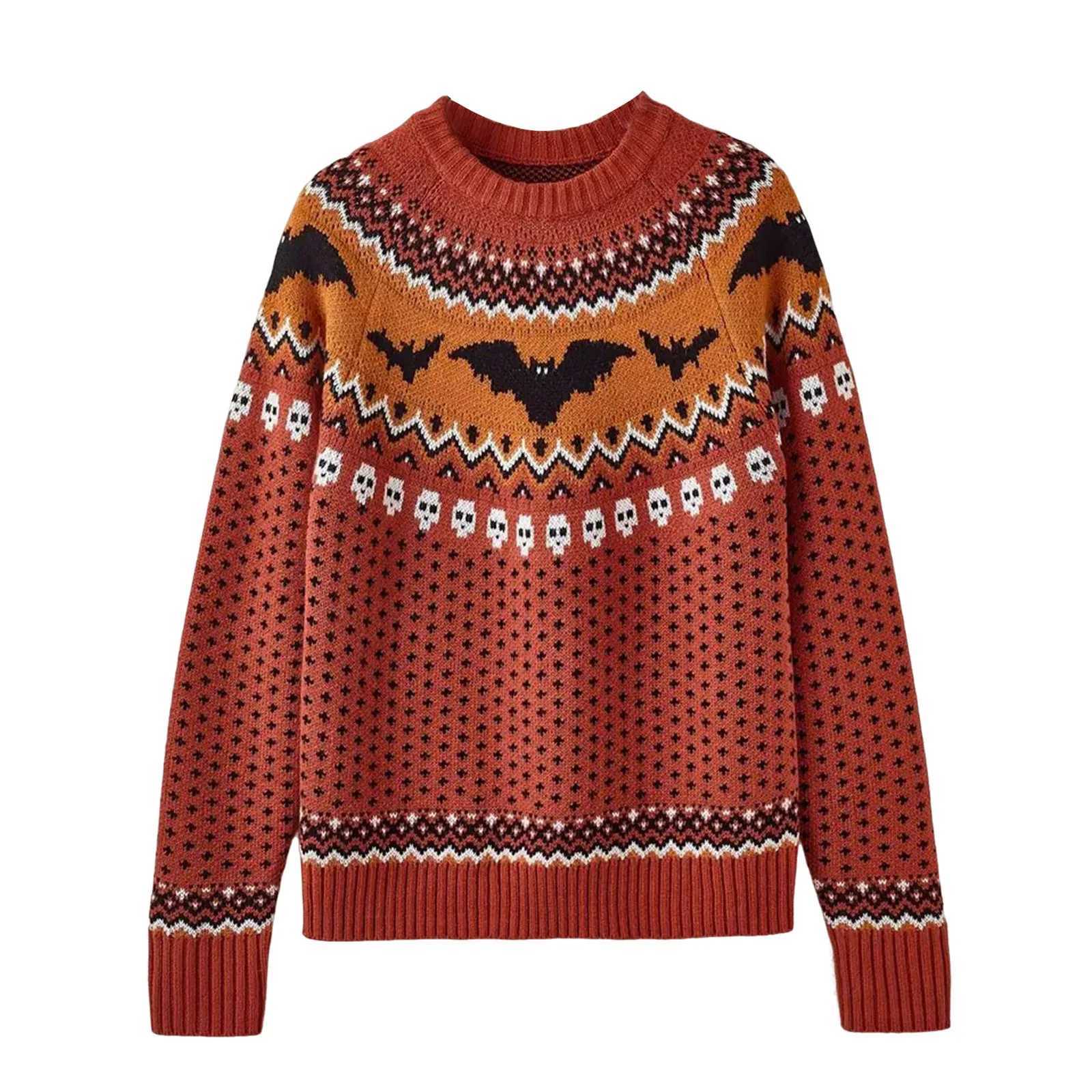 Women's Sweaters New Pullover For Women Casual Fun Printed Knitted Pullovers Sweaters Long sleeve Crew Neck Autumn Blouse Streetwear Sweatshirt