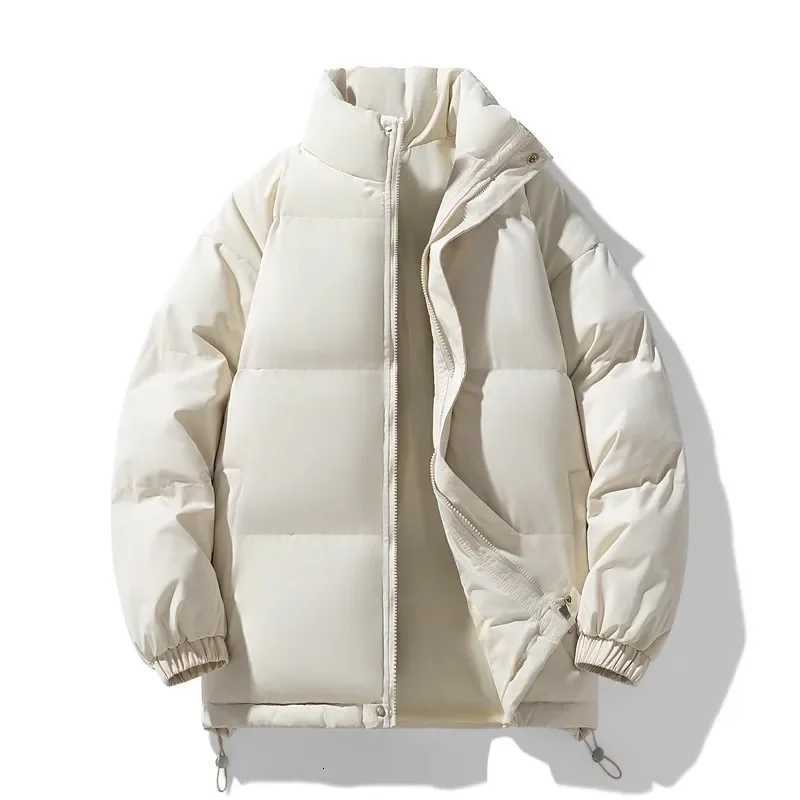 Men's Down Parkas New Winter Stand Collar Parkas Men Fashion Casual Warm Jacket Solid Outdoor Windproof Streetwear Coats Couple Thick Loose Par