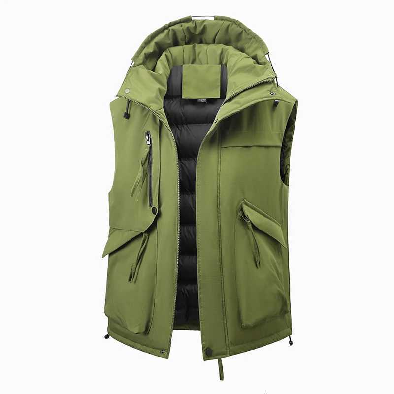 Men's Down Parkas New Winter Men's Sleeveless Parka Vests Chic Hooded Warm Waistcoat Solid Zipper Windproof Vests Male Loose Parkas Couple