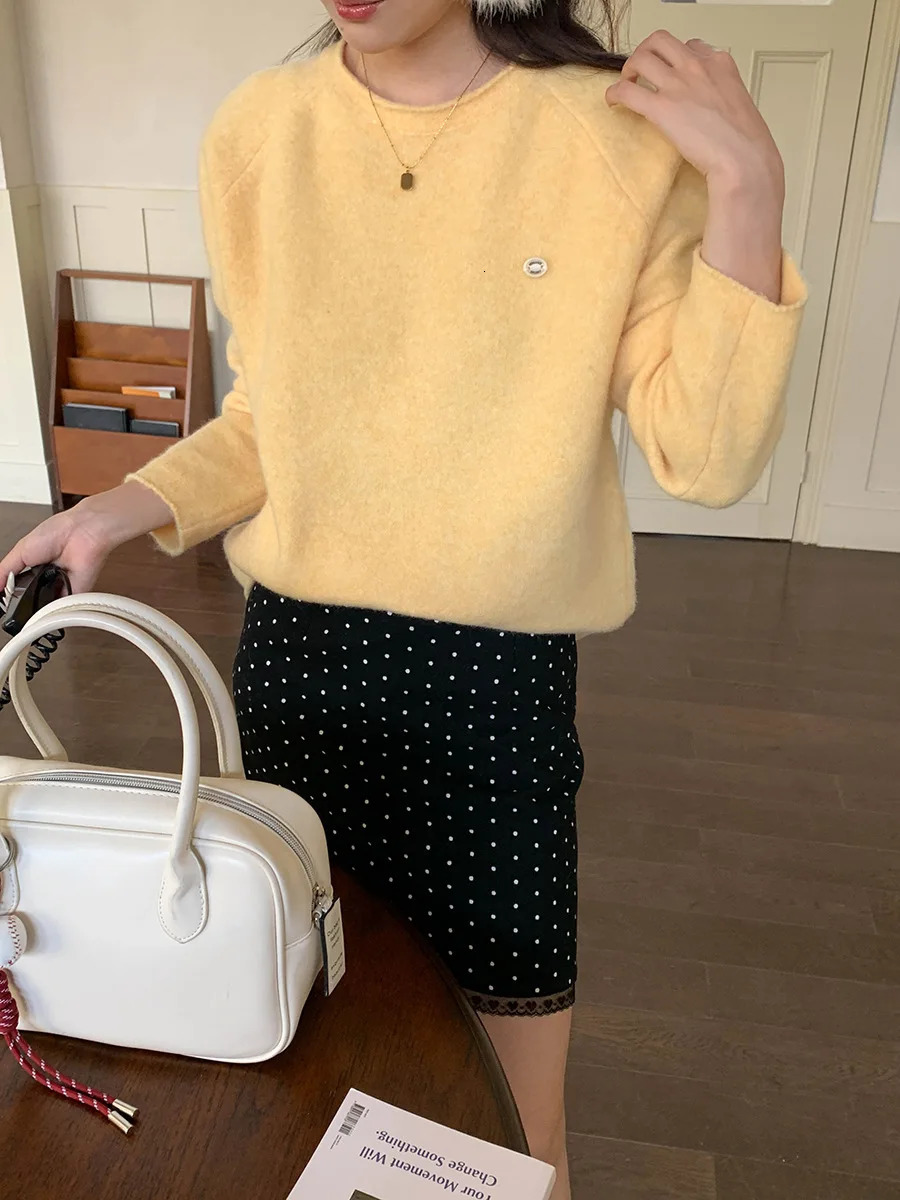 Women's Casual Long Sleeve Knitted Sweater Autumn Rolled Edge Pullover Top Knitwear 260923