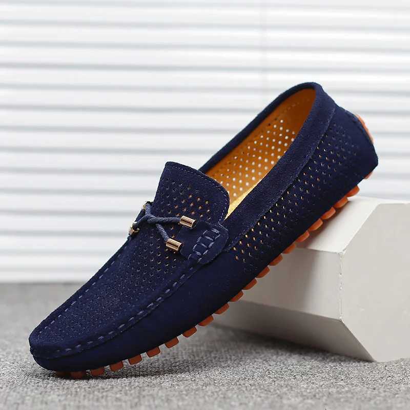 Dress Shoes 2026 Summer Men Casual Shoes Luxury Brand Genuine Leather Mens Loafers Hollow Out Breathable Slip on Driving Shoes X260923