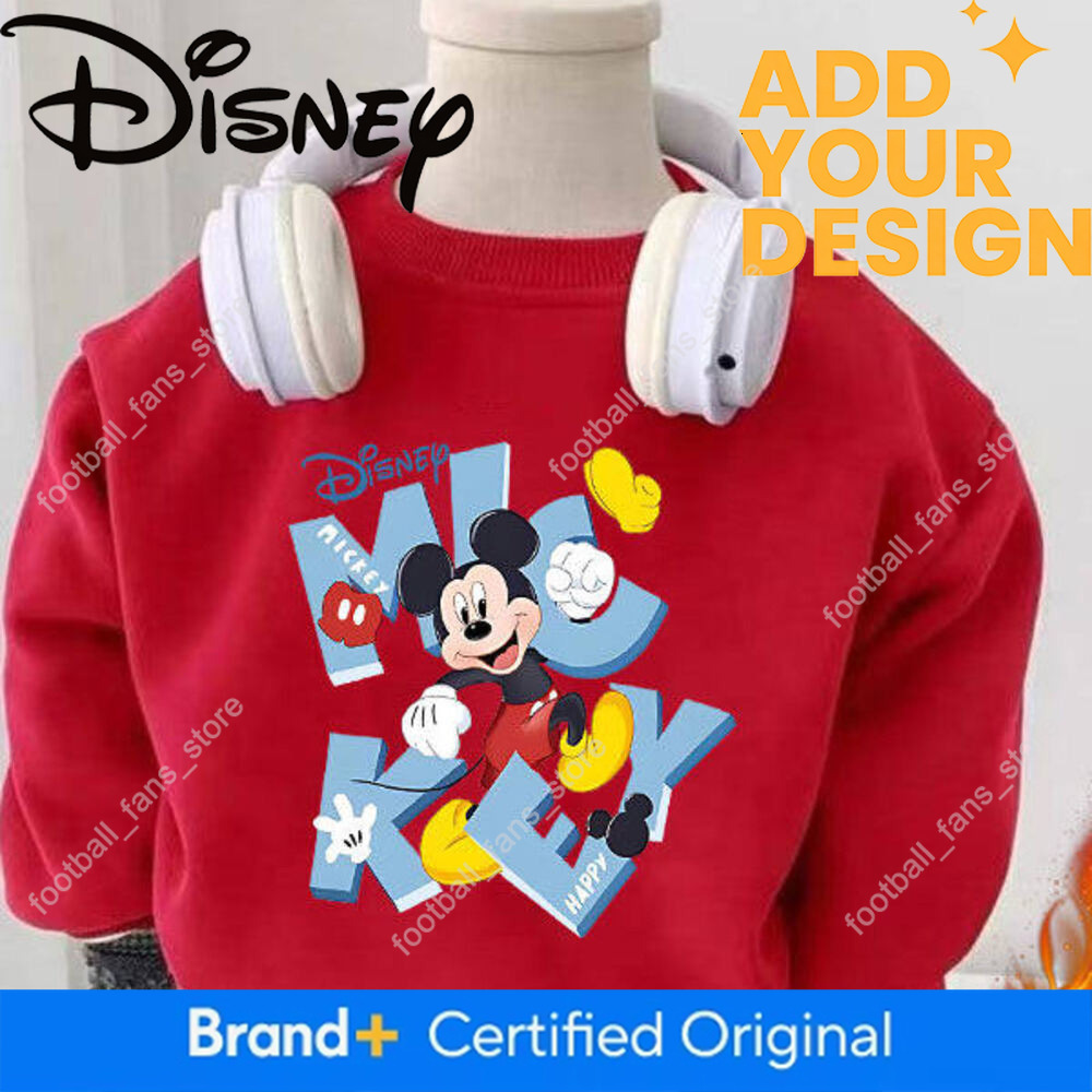 Mickey Children's Sweatshirt for Boys, Fleece-Lined Pullover, Thickened Clothing, Baby Red Stylish Winter Outfit, Integrated Fleece Top, Trendy