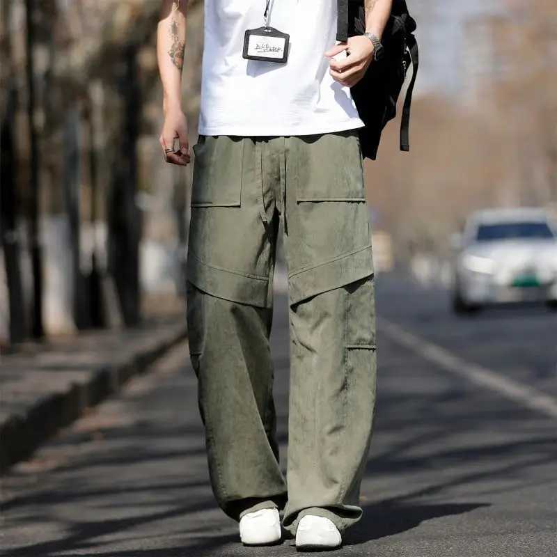 Summer Ice Silk Thin Bend Knife Paratrooper Pants Men's Loose Retro American High Street Casual Long Trousers S2609232ECO