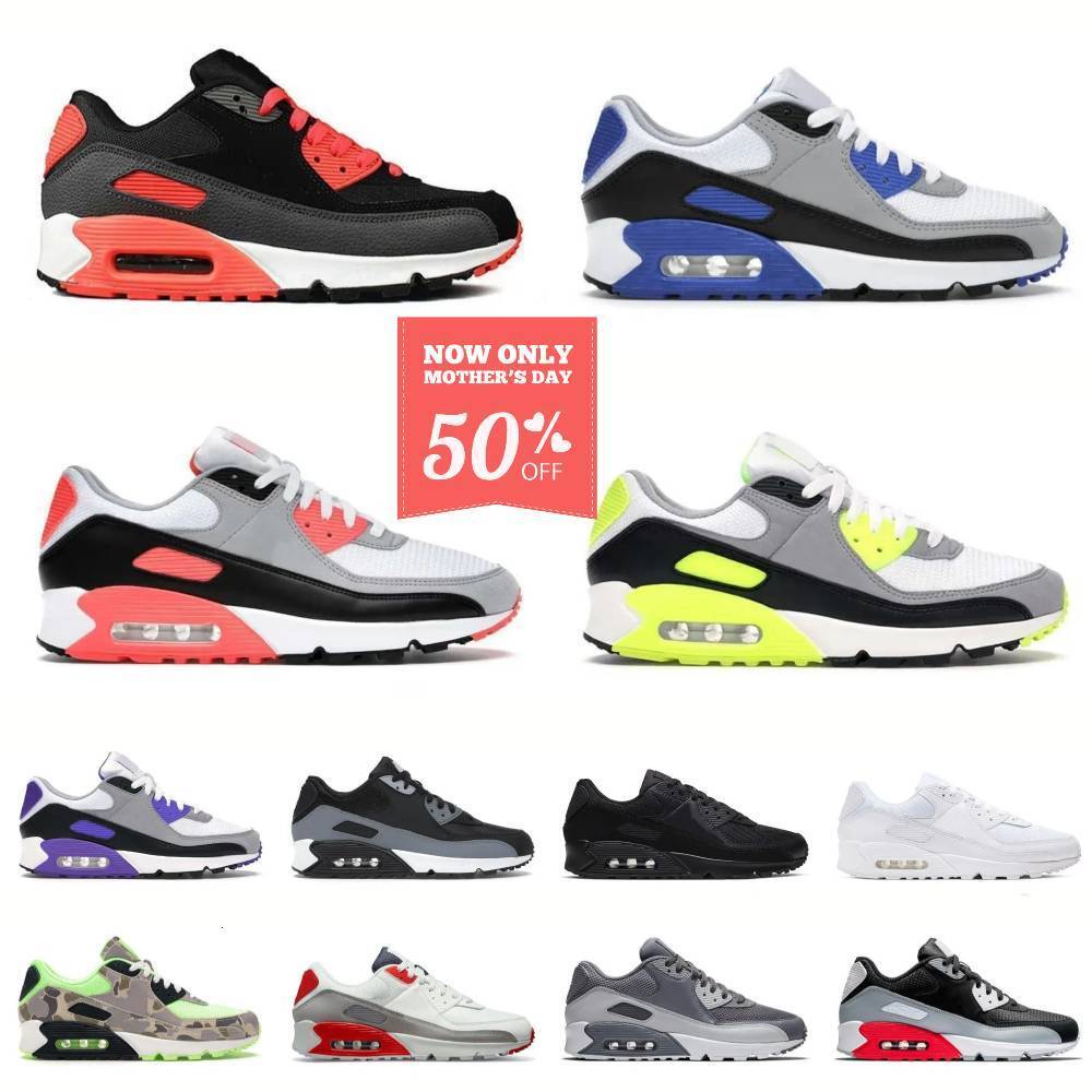 Designer 90 90S Sports Shoes Classic Men Women Triple White Black Grey Duck Camo Infrared Trainers Leathers Mesh Casual Shoe Recraft Laser Outdoor A