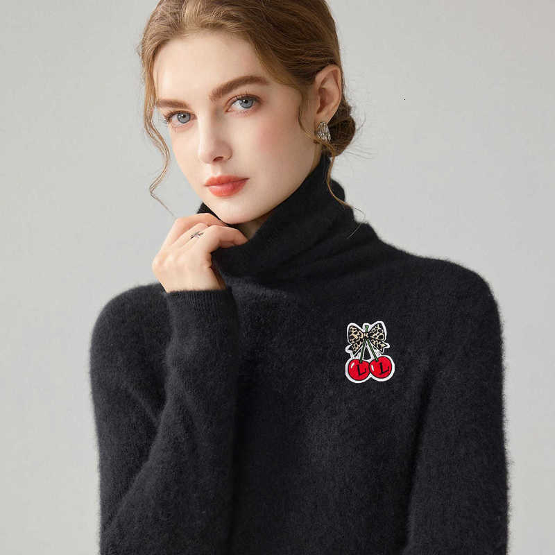 Luxury sweaters womens long sleeve Women's Sweaters Designer high-neck wool knit sweater for women, warm, basic, with a ruffled collar, long-sl