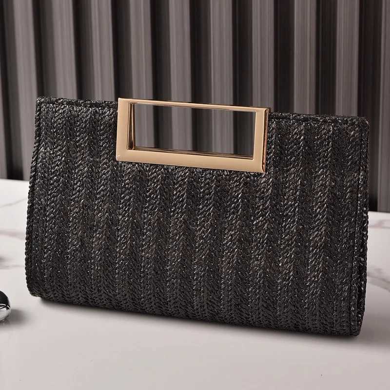 Straw Evening Bags European Style Evening Bag 2025 New Square clutch Simple Dinner Bag for Women Shoulder Crossbody Bags D2609221