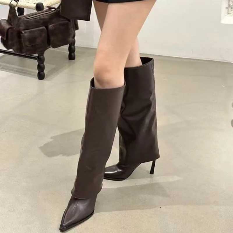 Designer pointed Boots Niche design toe knight boots for women 2026 spring and autumn new knee-free celebrity high heels J260922