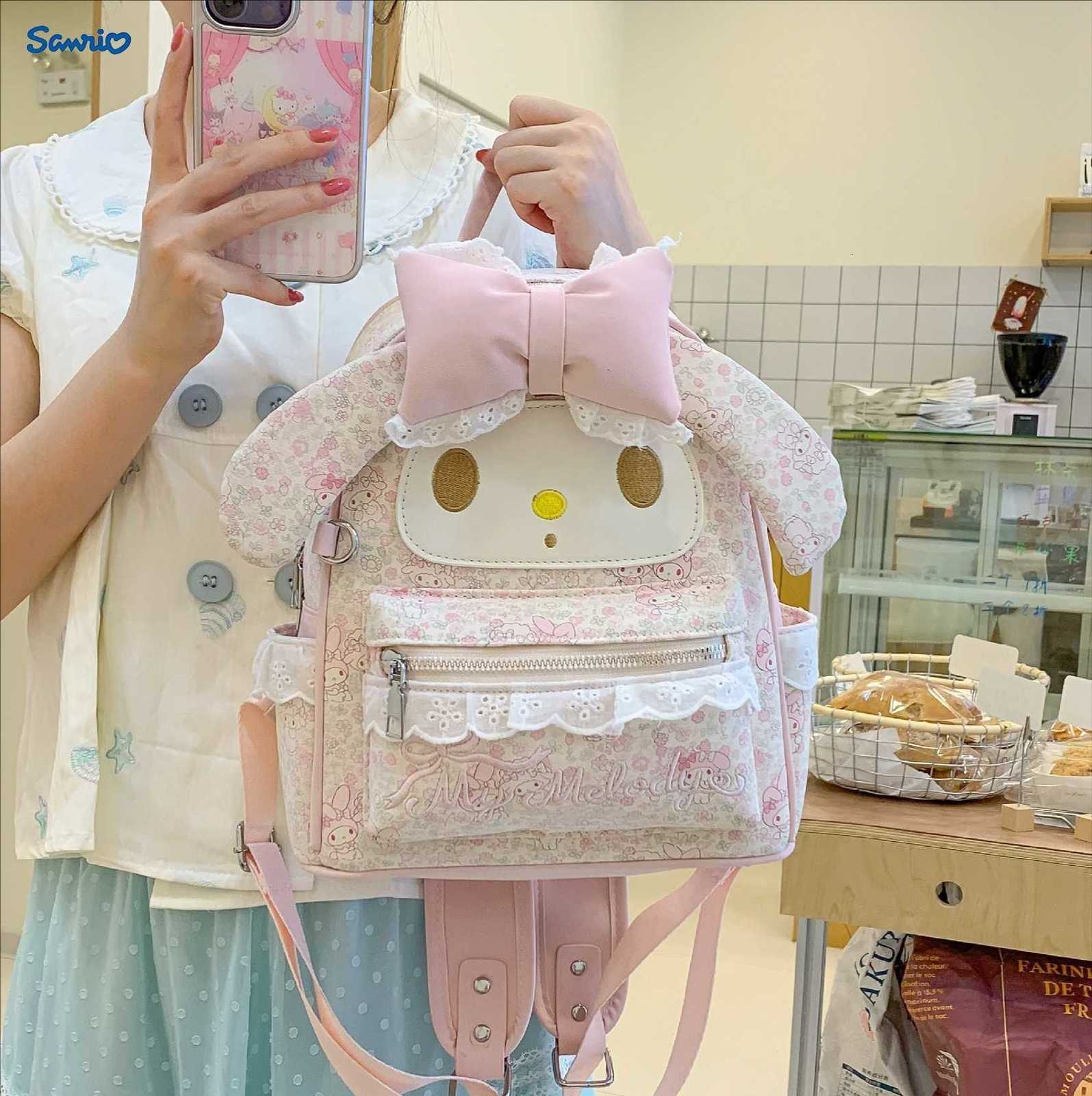 Sanrio Backpacks Sweet and Cute Rabbit Backpack for Women Cartoon Bow Floral Student Schoolbag Large Capacity Commuting Backpack L260923B9LR