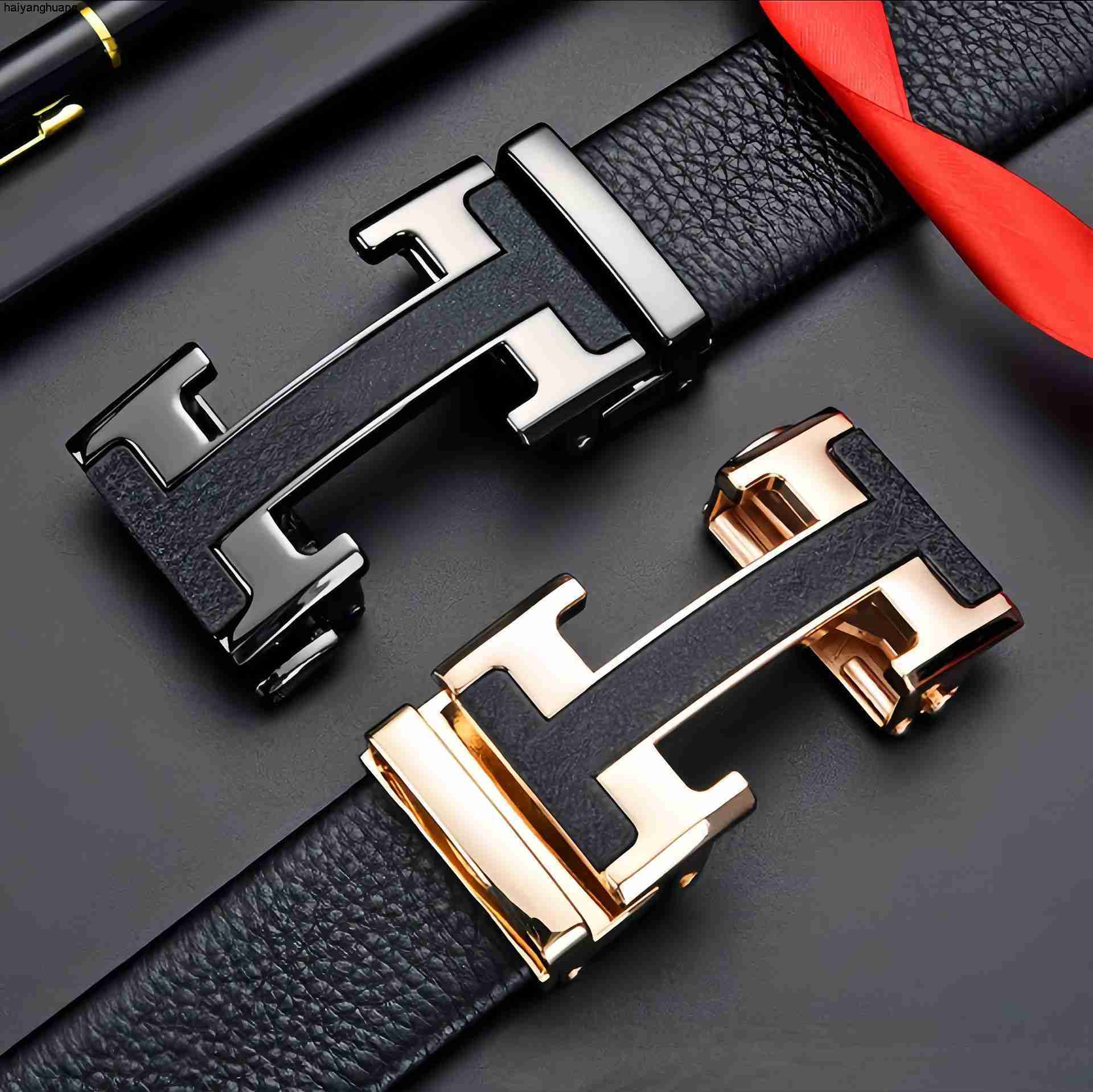 Belts Top Layer Cowhide H Genuine Leather Automatic Buckle Men's Youth Simple Trendy Belt