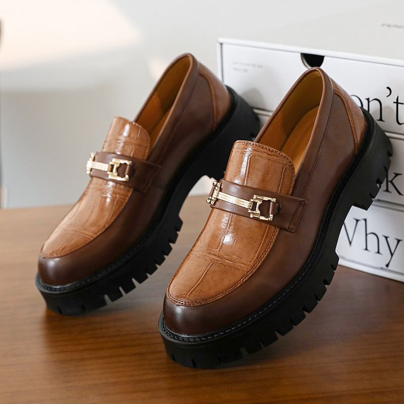 New free shipping designer shoes for mens dress shoes black brown Fashionable and versatile Men's Thick Sole Platform Leather Boots