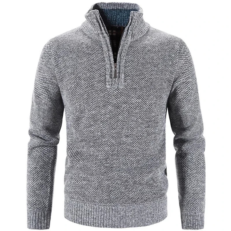 Winter Mens Fleece Thicker Sweater Half Zipper Turtleneck Warm Pullover Quality Male Slim Knitted Wool Sweaters for Spring 260922