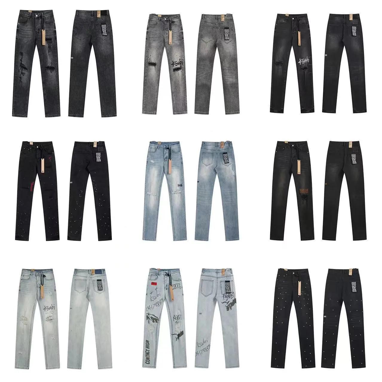 Jeans de créateurs pour hommes Nouveau modèle transfrontalier avec les trois étiquettes 2026 Vente chaude Ksubi Ripped Stretch American High Stre