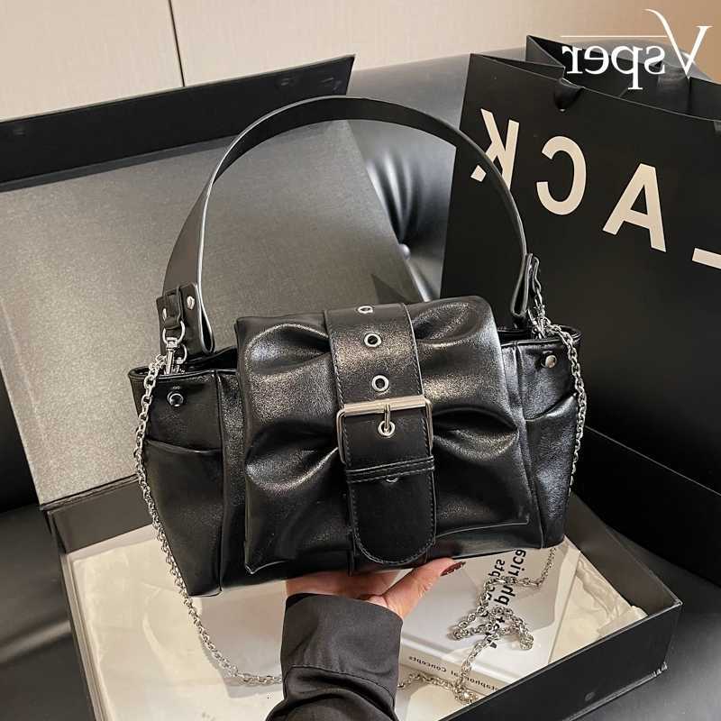 Flap Cross Y2K Body Vsper Chain Shoulder Crossbody Bags For Women Pleated Design Pure Color Biker's Bag 2026 New In Designer Handbag D260923