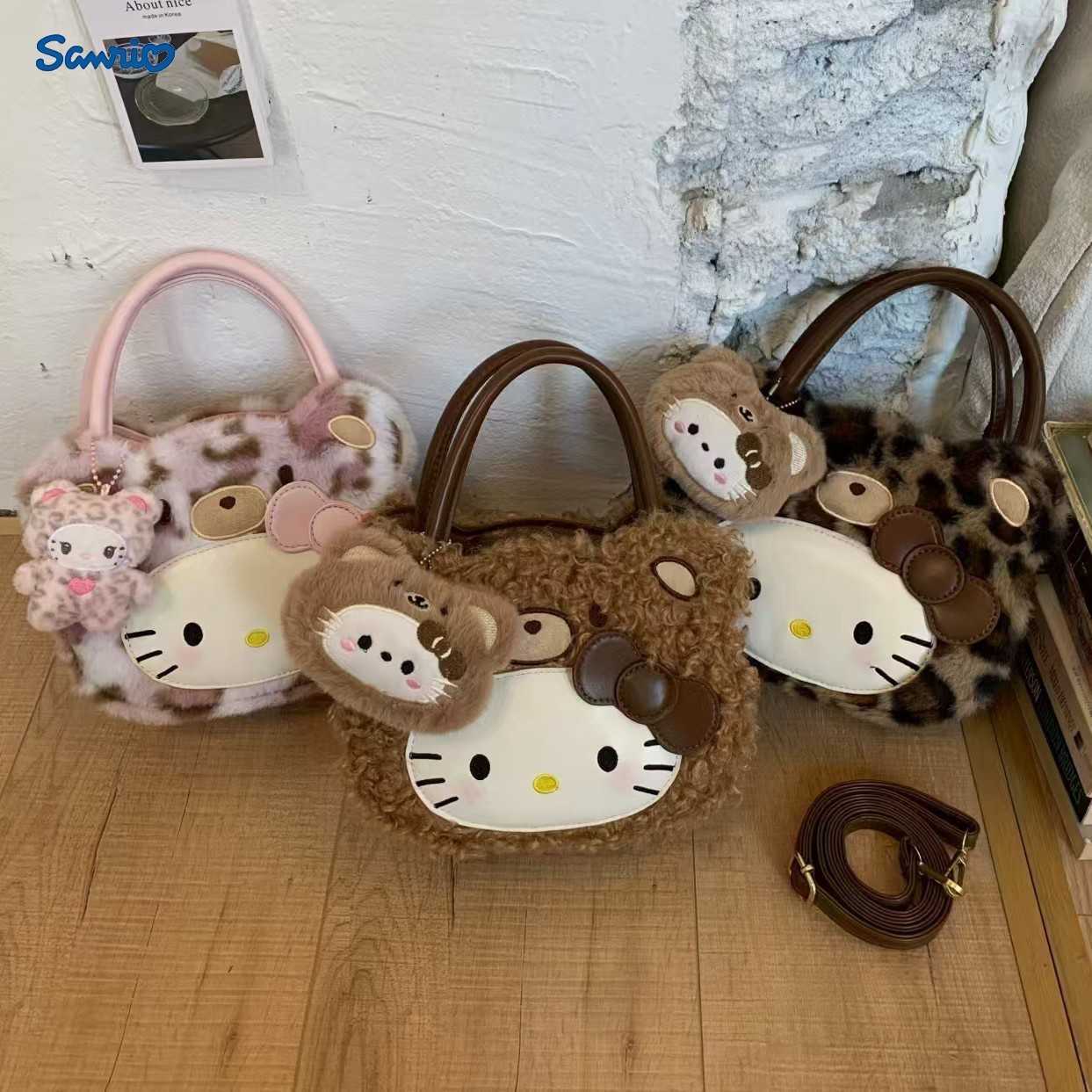 Sanrio Backpacks Korean-style leopard print Hello Kitty shoulder bag a unique and sweet design with a bow perfect for everyday use L260923VKF4