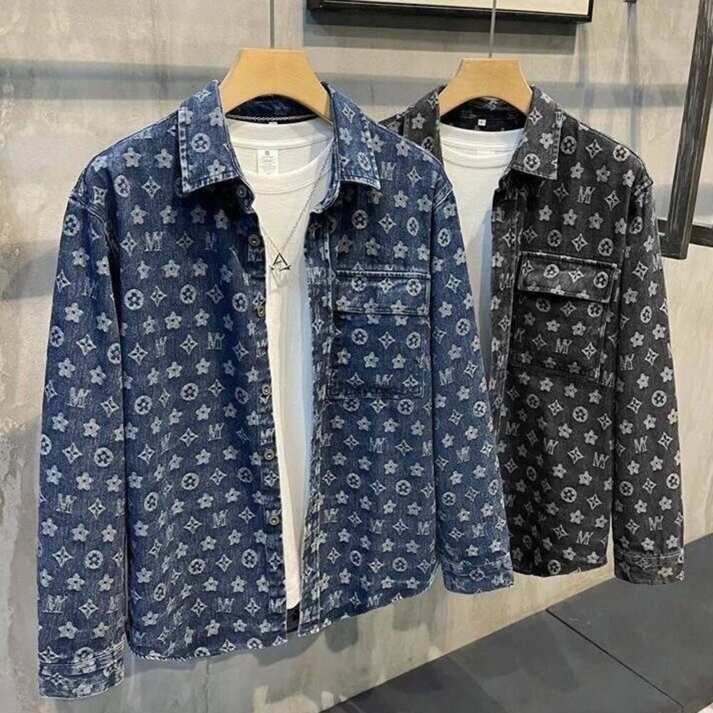 American-style retro checkered denim jacket for men, trendy on Instagram, with a unique design, a little niche, for autumn, a youth-oriented denim g