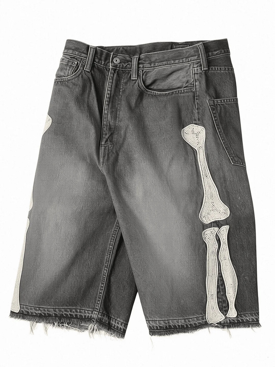 Y2k Casual Embroidered Bone Retro Denim Shorts For Men Women 260921