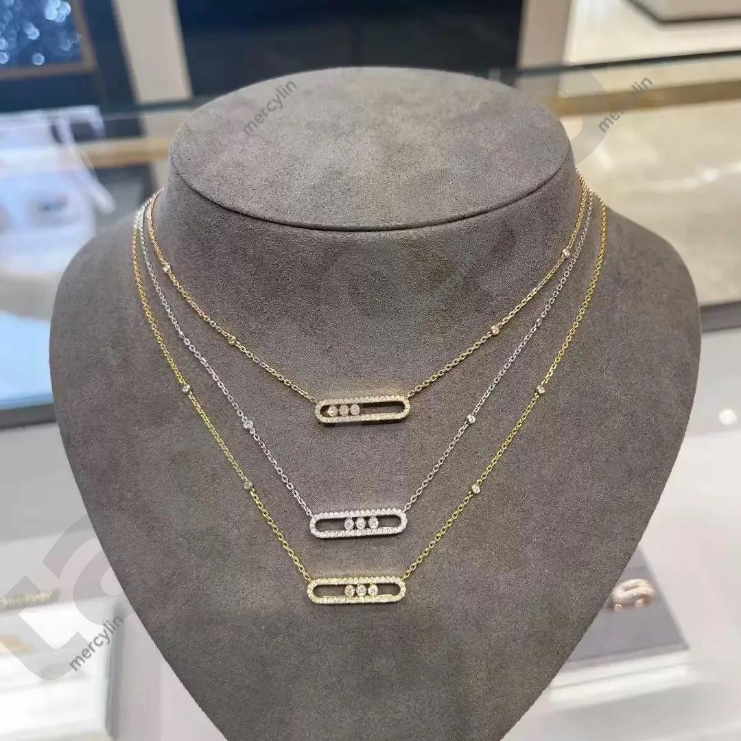 Designer MesSliding Jewelry Simple Fashion Designers Body Decoration Charming Small Single Diamond Sliding Necklace For Women 18K Gold Plated