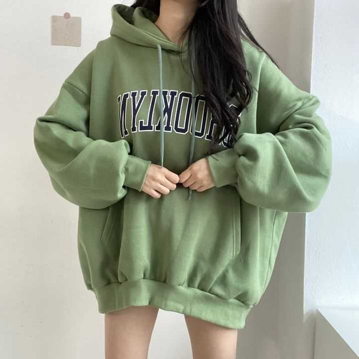 Hoodies Sweatshirts Women's Thickened Women's Hoodie Long sleeve Long Thickened Winter Spring Autumn Pure Color Lazy Style Korean Letter P