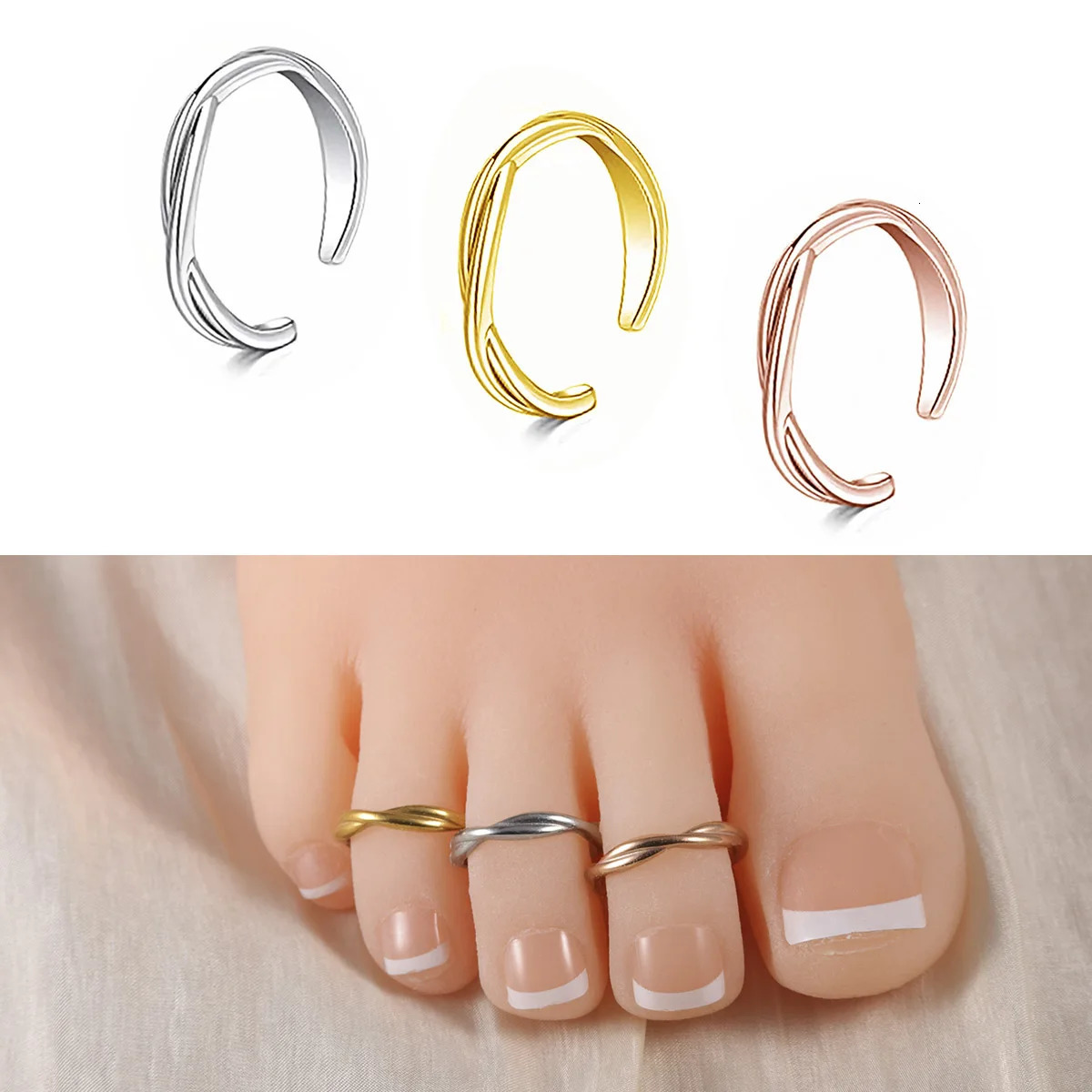 1Pc/3Pcs Simple Stainless Steel Foot Ring Adjustable Opening Toe Ring for Women Girl Summer Beach Vacation Jewelry Finger Ring 260922